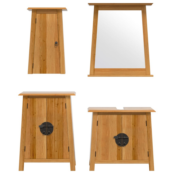 4 Piece Solid Pine Wood Bathroom Furniture Set – Space-Saving, Rustic, Ample Storage - Premium  from Home Treasures - Just £552.99! Shop now at Home Treasures