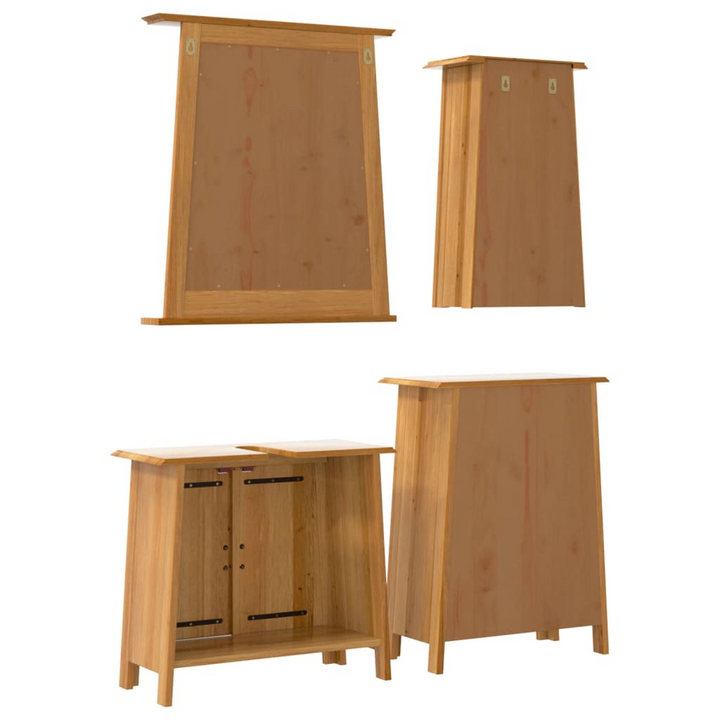 4 Piece Solid Pine Wood Bathroom Furniture Set – Space-Saving, Rustic, Ample Storage - Premium  from Home Treasures - Just £552.99! Shop now at Home Treasures