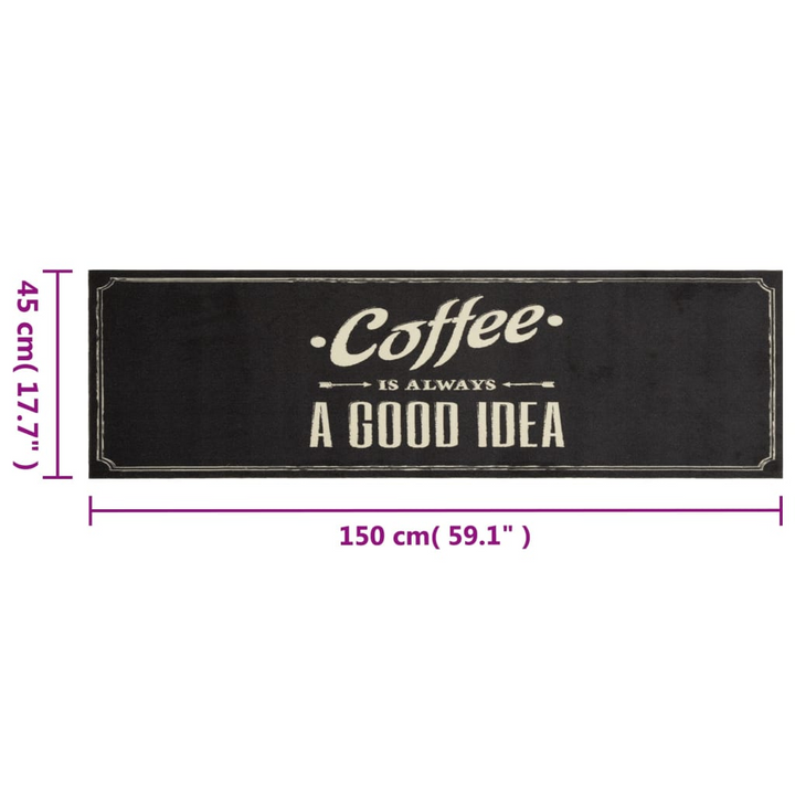 Washable Velvet Kitchen Runner Rug with Coffee Text Print, 45x150 cm - Slip-Resistant & Ultra Soft - Premium  from Home Treasures - Just £20.99! Shop now at Home Treasures