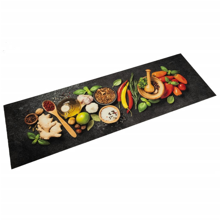 Washable Kitchen Rug with Spices Print, 60x180 cm Velvet Floor Mat – Soft, Durable, and Stylish - Premium  from Home Treasures - Just £40.99! Shop now at Home Treasures