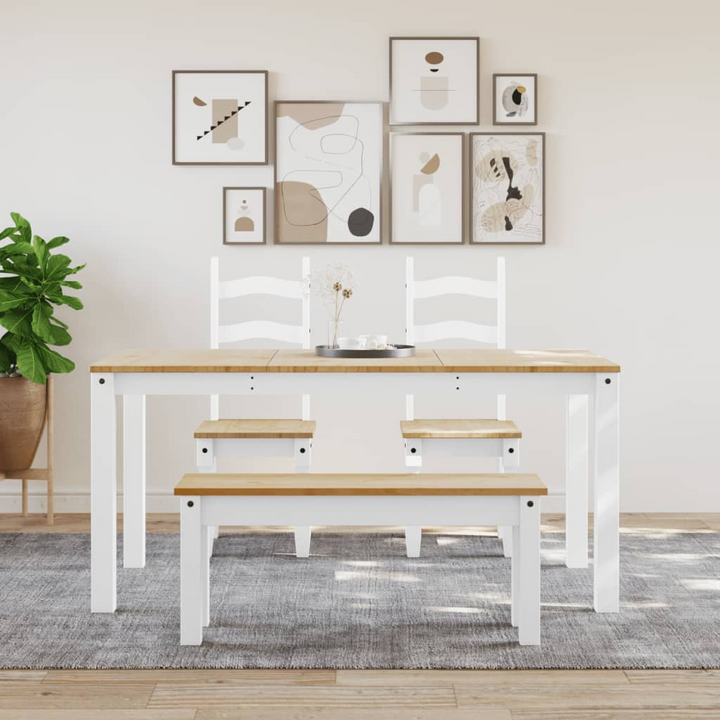 PANAMA White Dining Bench - Rustic Solid Pine Wood | 105x30x45 cm - Premium  from Home Treasures - Just £96.99! Shop now at Home Treasures