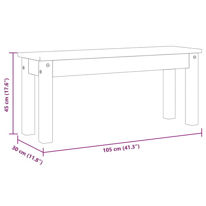 PANAMA White Dining Bench - Rustic Solid Pine Wood | 105x30x45 cm - Premium  from Home Treasures - Just £96.99! Shop now at Home Treasures