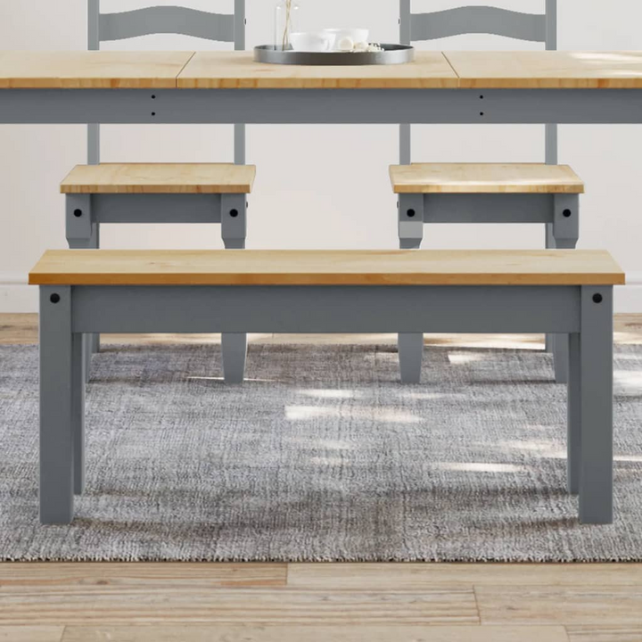 PANAMA Solid Pinewood Dining Bench in Grey - 105x30x45 cm | Rustic Charm for Dining Room & Kitchen - Premium  from Home Treasures - Just £86.99! Shop now at Home Treasures