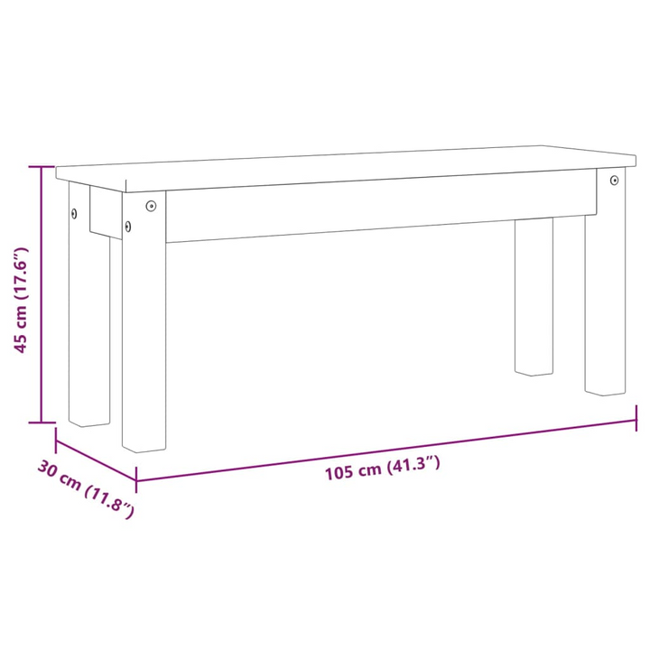 PANAMA Dining Bench - Solid Pine Wood, Rustic Charm, 105x30x45 cm - Premium  from Home Treasures - Just £92.99! Shop now at Home Treasures