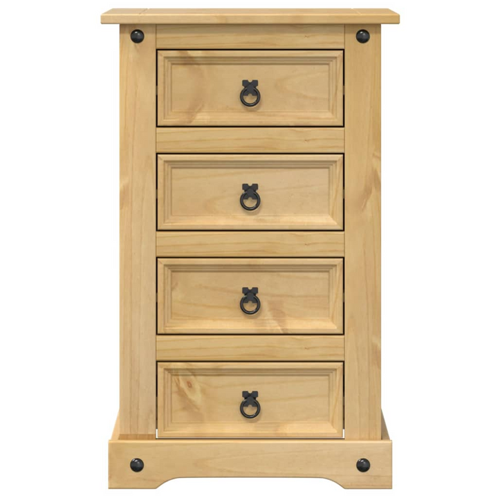 CORONA Bedside Cabinet | Rustic Solid Pine Wood Nightstand | 4 Drawers | Easy Maintenance | 53x39x84 cm - Premium  from Home Treasures - Just £110.99! Shop now at Home Treasures