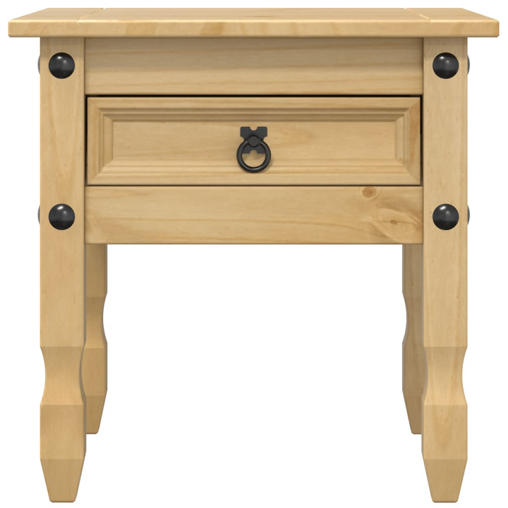 CORONA Rustic Solid Pine Wood Side Table with Drawer & Metal Handle - 50x50x50 cm, Honey Wax Finish - Premium  from Home Treasures - Just £64.99! Shop now at Home Treasures