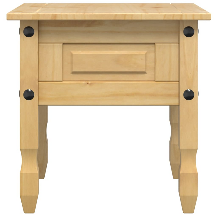 CORONA Rustic Solid Pine Wood Side Table with Drawer & Metal Handle - 50x50x50 cm, Honey Wax Finish - Premium  from Home Treasures - Just £64.99! Shop now at Home Treasures