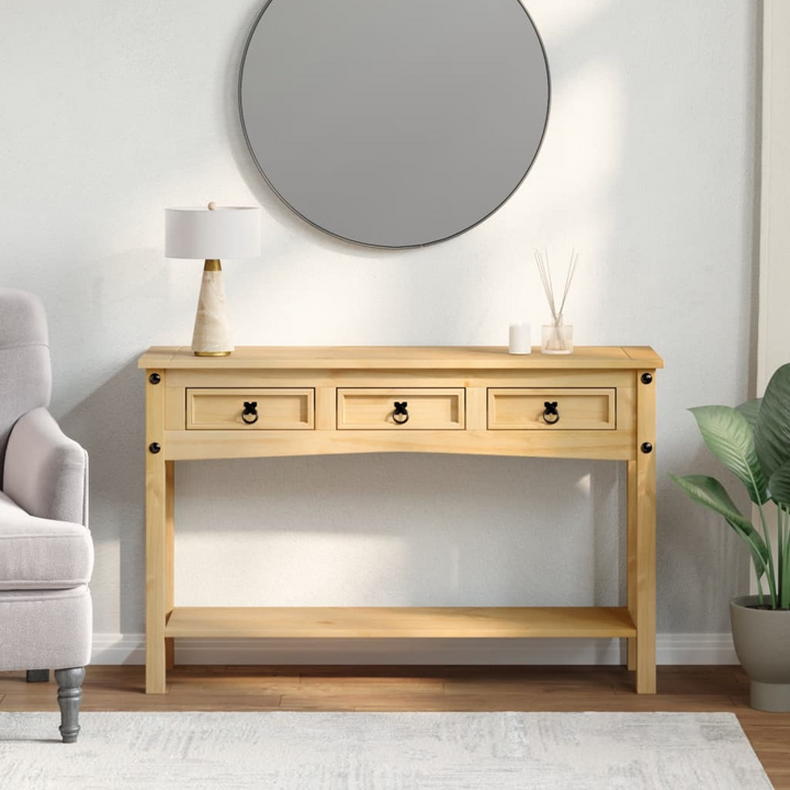 CORONA Console Table | 114x34.5x73 cm | Solid Pine Wood & Honey Wax Finish | Rustic Storage Solution - Premium  from Home Treasures - Just £150.99! Shop now at Home Treasures