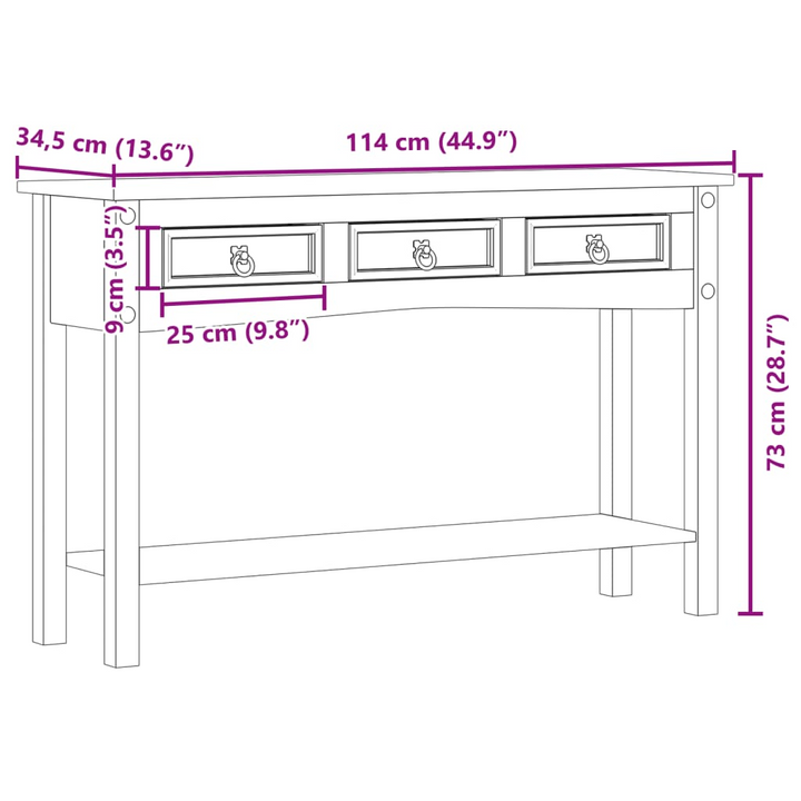 CORONA Console Table | 114x34.5x73 cm | Solid Pine Wood & Honey Wax Finish | Rustic Storage Solution - Premium  from Home Treasures - Just £150.99! Shop now at Home Treasures