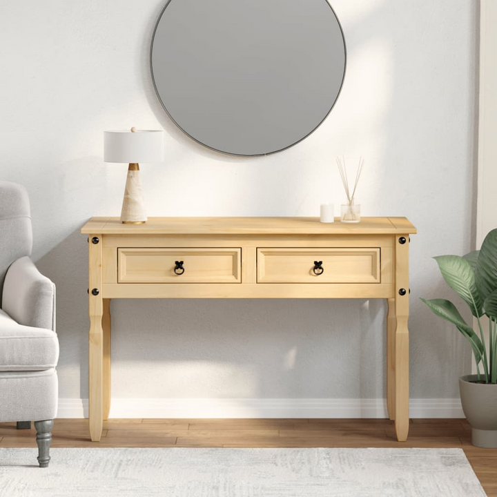 CORONA Solid Wood Pine Console Table - Rustic Hallway Entryway Table with Drawers and Shelf - Premium  from Home Treasures - Just £115.99! Shop now at Home Treasures