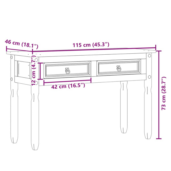 CORONA Solid Wood Pine Console Table - Rustic Hallway Entryway Table with Drawers and Shelf - Premium  from Home Treasures - Just £115.99! Shop now at Home Treasures