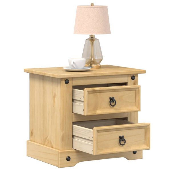 CORONA Solid Pine Wood Bedside Cabinet with 2 Drawers – Rustic & Durable Nightstand – 53x39x50 cm - Premium  from Home Treasures - Just £72.99! Shop now at Home Treasures