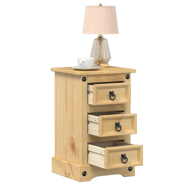 CORONA Solid Pine Wood Bedside Cabinet - Durable, Rustic Charm with Ample Storage (35x32.5x58 cm) - Premium  from Home Treasures - Just £62.99! Shop now at Home Treasures