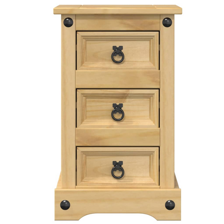 CORONA Solid Pine Wood Bedside Cabinet - Durable, Rustic Charm with Ample Storage (35x32.5x58 cm) - Premium  from Home Treasures - Just £62.99! Shop now at Home Treasures