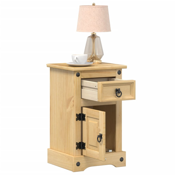 CORONA Bedside Cabinet - Solid Pine Wood, Rustic Design, Ample Storage - 35x32.5x58 cm - Premium  from Home Treasures - Just £68.99! Shop now at Home Treasures