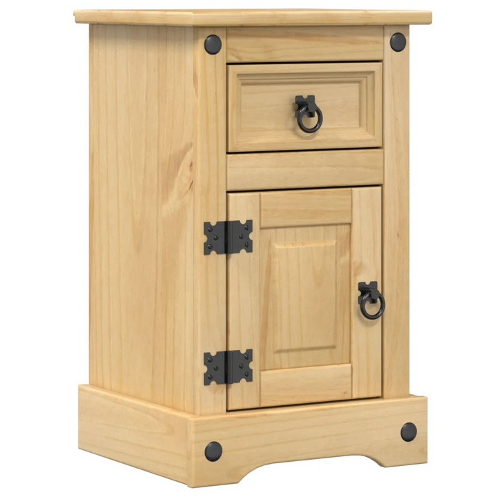 CORONA Bedside Cabinet - Solid Pine Wood, Rustic Design, Ample Storage - 35x32.5x58 cm - Premium  from Home Treasures - Just £68.99! Shop now at Home Treasures