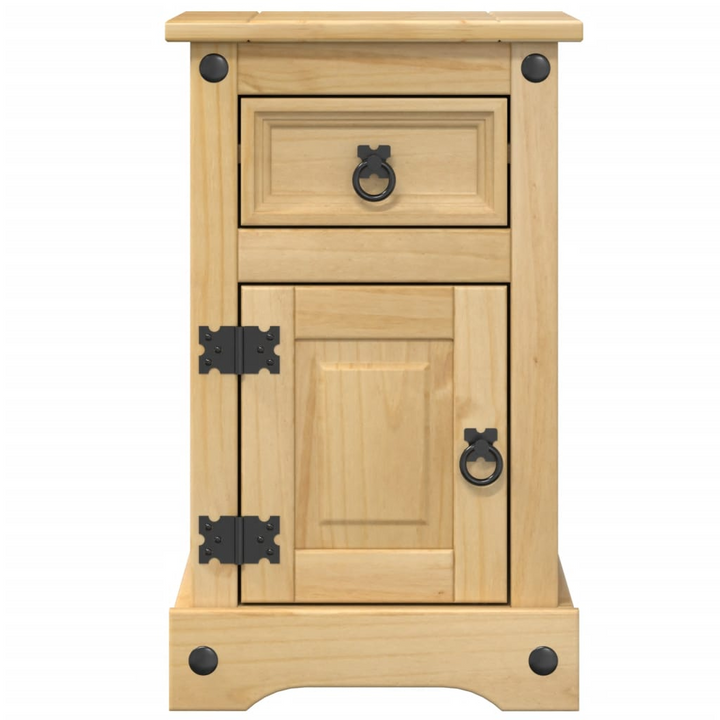 CORONA Bedside Cabinet - Solid Pine Wood, Rustic Design, Ample Storage - 35x32.5x58 cm - Premium  from Home Treasures - Just £68.99! Shop now at Home Treasures