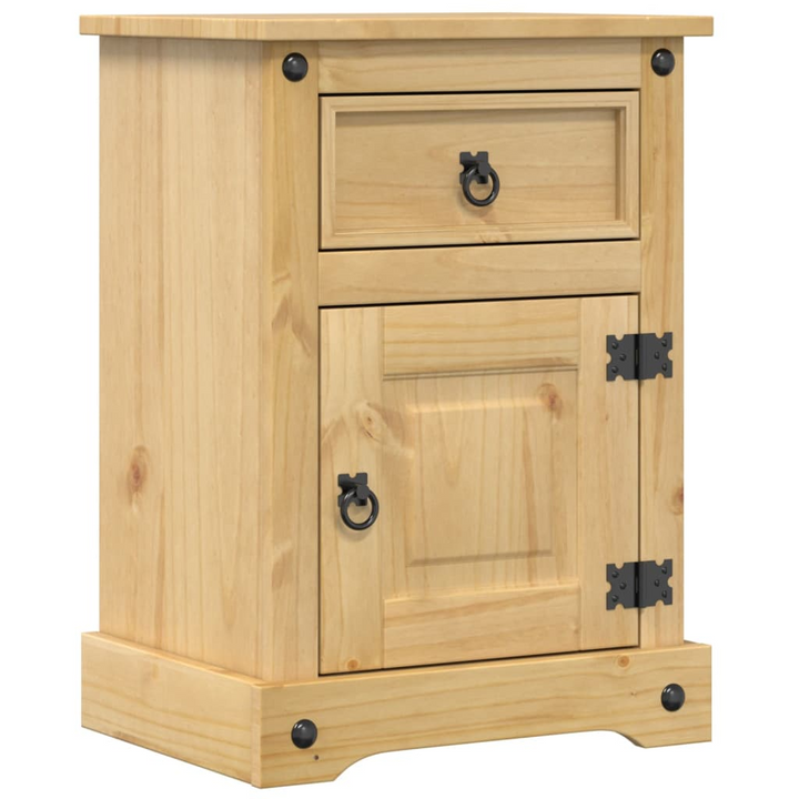 CORONA Bedside Cabinet 45x35x64 cm – Solid Pine Wood Nightstand with Drawer and Compartment, Rustic Honey Finish - Premium  from Home Treasures - Just £74.99! Shop now at Home Treasures