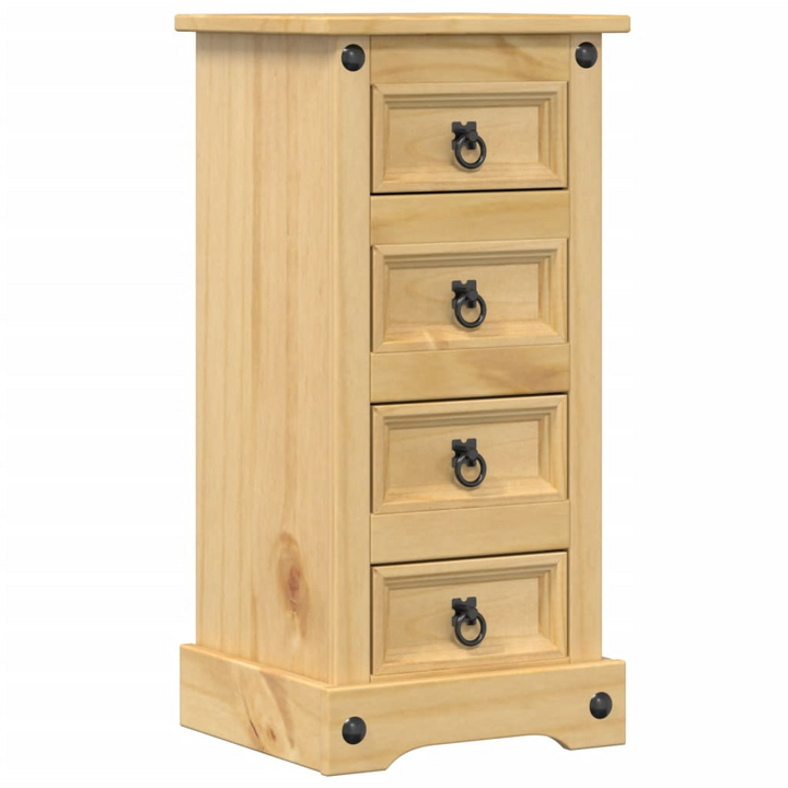 CORONA Bedside Cabinet - Solid Pine Wood with Honey Wax Finish, 4 Drawers, 35x32.5x74 cm - Premium  from Home Treasures - Just £74.99! Shop now at Home Treasures