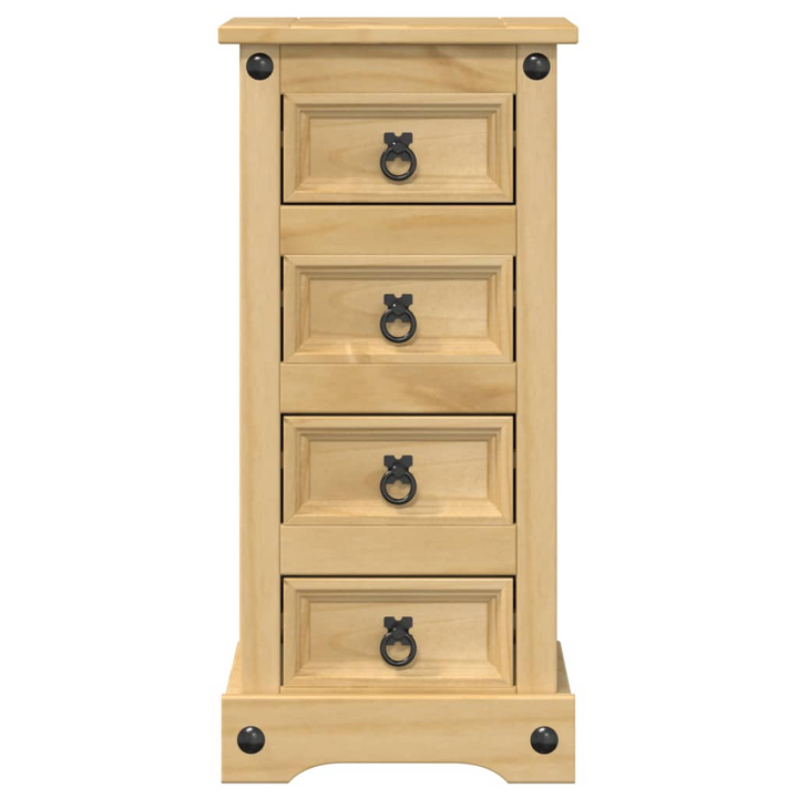 CORONA Bedside Cabinet - Solid Pine Wood with Honey Wax Finish, 4 Drawers, 35x32.5x74 cm - Premium  from Home Treasures - Just £74.99! Shop now at Home Treasures