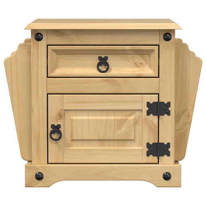 CORONA Bedside Cabinet 45x35x47.5 cm - Rustic Solid Pine Wood Nightstand with Ample Storage and Elegant Metal Handles - Premium  from Home Treasures - Just £68.99! Shop now at Home Treasures