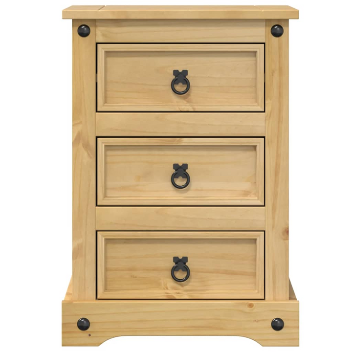 CORONA Solid Wood Pine Bedside Cabinet with 3 Drawers - Rustic Nightstand 45x35x64 cm - Premium  from Home Treasures - Just £81.99! Shop now at Home Treasures