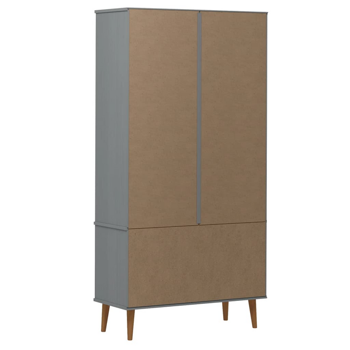 MOLDE Vitrine Cabinet 90x35x175 cm Grey - Solid Wood Pine Storage Unit with Tempered Glass Doors | Stylish Scandinavian Design - Premium  from Home Treasures - Just £321.99! Shop now at Home Treasures