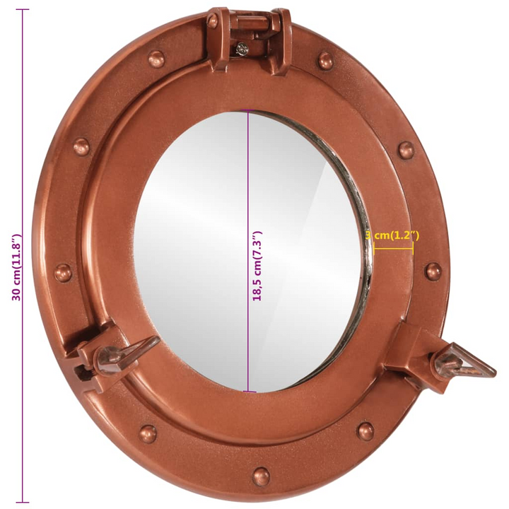 Porthole Mirror Wall Hanging Ø30 cm - Nautical Aluminium and Glass Decor for Home & Office - Premium  from Home Treasures - Just £50.99! Shop now at Home Treasures