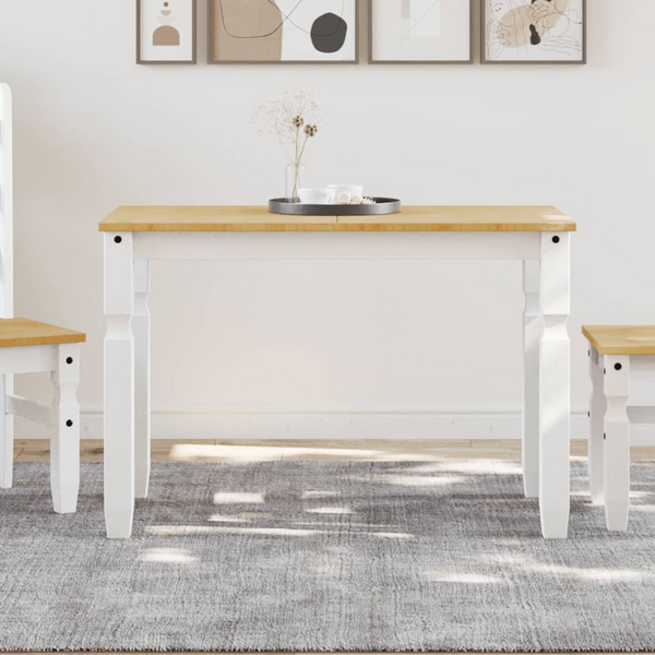 CORONA Solid Pine Wood Dining Table in White 112x60x75cm | Elegant & Minimalist Design for Kitchens & Dining Rooms - Premium  from Home Treasures - Just £154.99! Shop now at Home Treasures