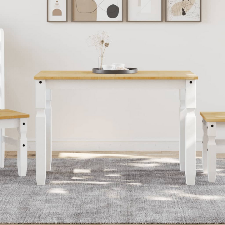 CORONA Solid Pine Wood Dining Table in White 112x60x75cm | Elegant & Minimalist Design for Kitchens & Dining Rooms - Premium  from Home Treasures - Just £154.99! Shop now at Home Treasures