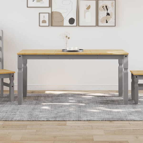 CORONA Grey Solid Pine Wood Dining Table 160x80x75 cm - Elegant Dining Room Centerpiece - Premium  from Home Treasures - Just £211.99! Shop now at Home Treasures