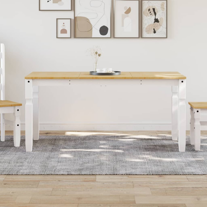 CORONA Rustic White Dining Table - 160x80x75 cm Solid Pine Wood - Premium  from Home Treasures - Just £211.99! Shop now at Home Treasures