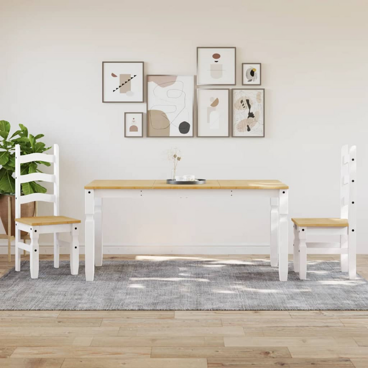 CORONA Rustic White Dining Table - 160x80x75 cm Solid Pine Wood - Premium  from Home Treasures - Just £211.99! Shop now at Home Treasures