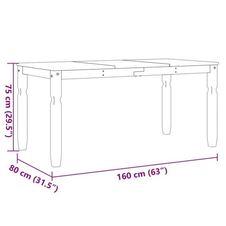 CORONA Rustic White Dining Table - 160x80x75 cm Solid Pine Wood - Premium  from Home Treasures - Just £211.99! Shop now at Home Treasures