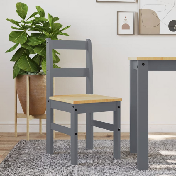 PANAMA Dining Chairs 2 pcs in Grey - 40x46x90 cm Solid Pine Wood, Elegant & Timeless Design - Premium  from Home Treasures - Just £109.99! Shop now at Home Treasures