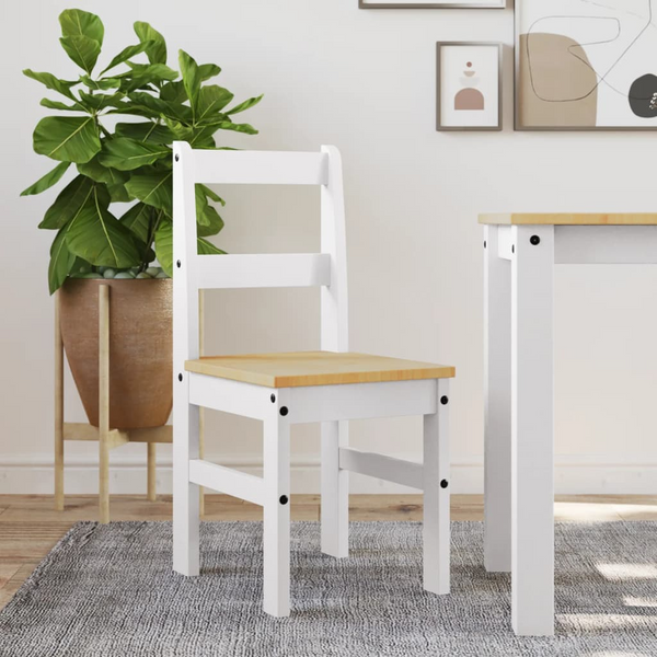 PANAMA Set of 2 Solid Pine Wood Dining Chairs in White - 40x46x90 cm | Elegant & Durable Seating - Premium  from Home Treasures - Just £113.99! Shop now at Home Treasures