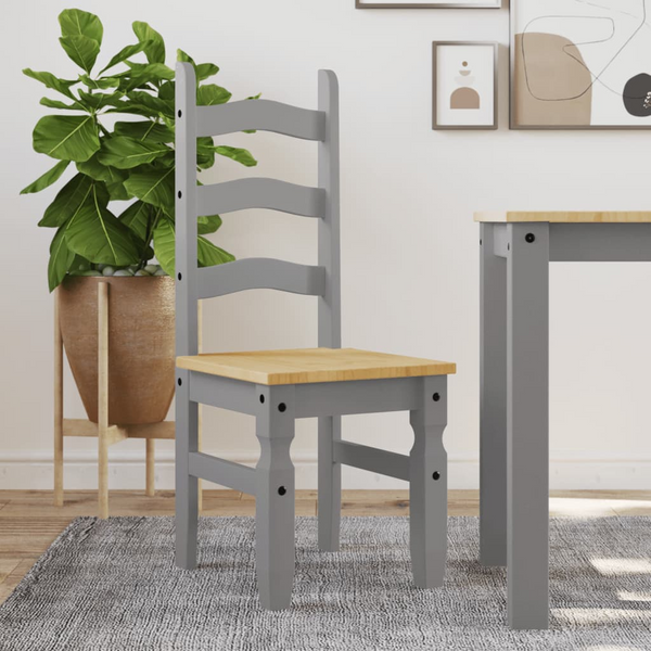 CORONA Dining Chairs in Grey - Solid Wood Pine, Set of 2, Elegant & Timeless Design - Premium  from Home Treasures - Just £147.99! Shop now at Home Treasures