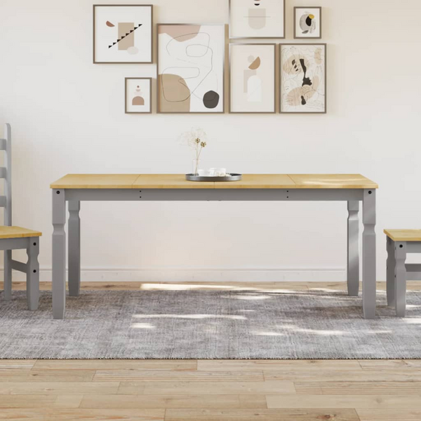 CORONA Dining Table in Grey - 180x90x75 cm | Solid Pine Wood | Elegant & Rustic Charm - Premium  from Home Treasures - Just £249.99! Shop now at Home Treasures