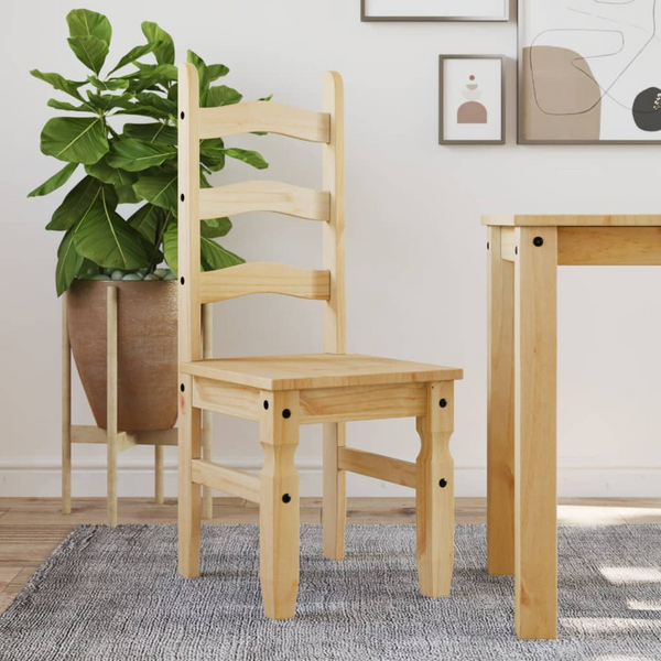 CORONA Dining Chairs Set of 2 - Solid Pine Wood, Honey Wax Finish, 42x47x107 cm - Rustic & Elegant Seating - Premium  from Home Treasures - Just £135.99! Shop now at Home Treasures