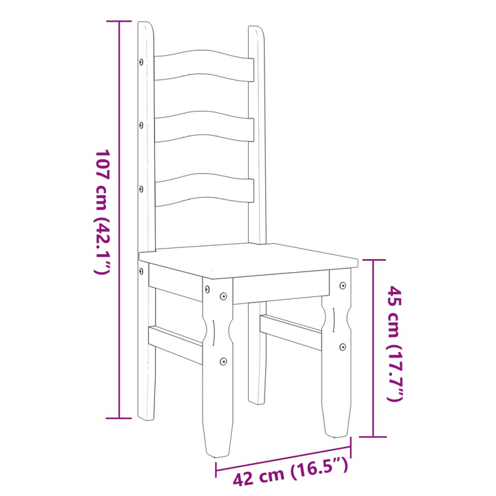 CORONA Dining Chairs Set of 2 - Solid Pine Wood, Honey Wax Finish, 42x47x107 cm - Rustic & Elegant Seating - Premium  from Home Treasures - Just £146.99! Shop now at Home Treasures