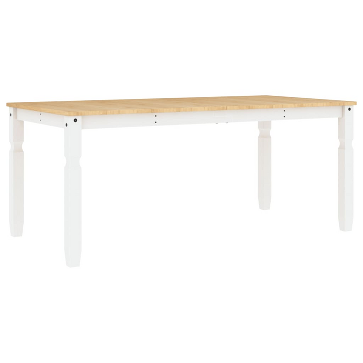 CORONA Solid Pine Wood Dining Table in White, Rustic Minimalist, 180x90x75 cm - Premium  from Home Treasures - Just £249.99! Shop now at Home Treasures