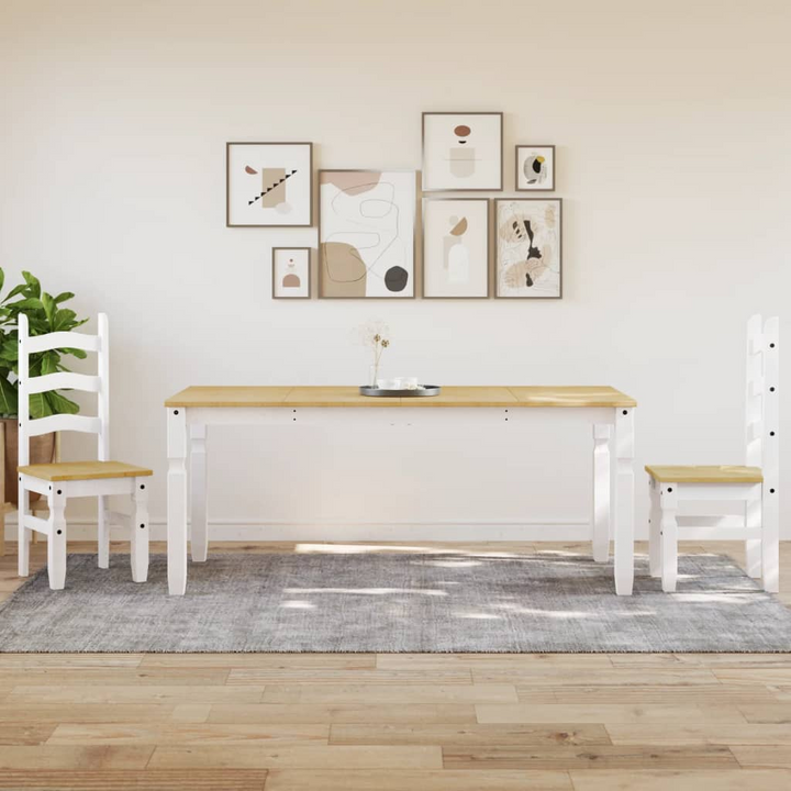 CORONA Solid Pine Wood Dining Table in White, Rustic Minimalist, 180x90x75 cm - Premium  from Home Treasures - Just £249.99! Shop now at Home Treasures