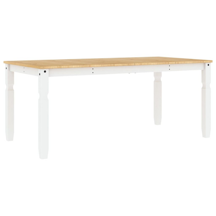 CORONA Solid Pine Wood Dining Table in White, Rustic Minimalist, 180x90x75 cm - Premium  from Home Treasures - Just £249.99! Shop now at Home Treasures