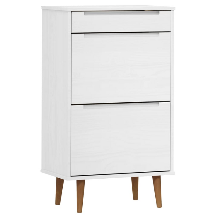 MOLDE White Shoe Cabinet - Solid Pine Wood, 2 Flip-Drawers, 1 Drawer, 59.5x35x103 cm - Elegant & Durable Storage Solution - Premium  from Home Treasures - Just £141.99! Shop now at Home Treasures