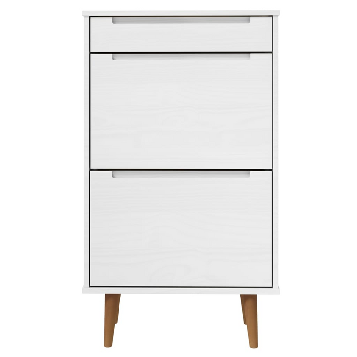 MOLDE White Shoe Cabinet - Solid Pine Wood, 2 Flip-Drawers, 1 Drawer, 59.5x35x103 cm - Elegant & Durable Storage Solution - Premium  from Home Treasures - Just £141.99! Shop now at Home Treasures