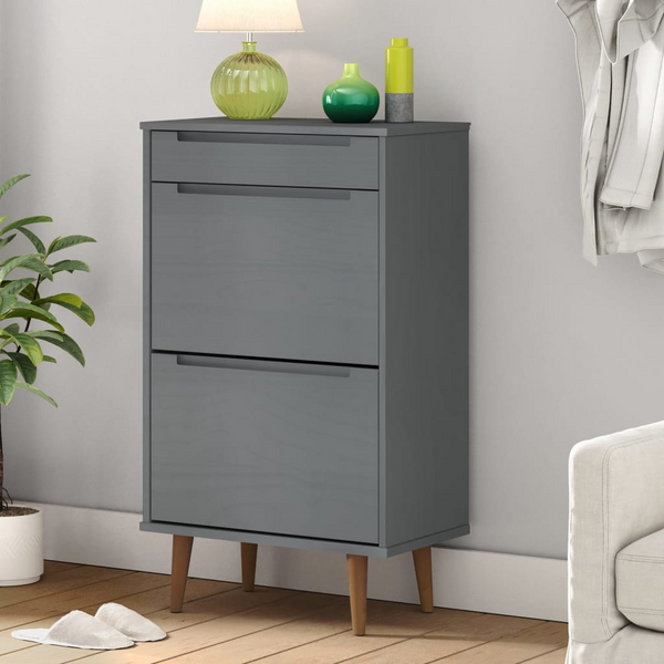 MOLDE Grey Shoe Cabinet - Solid Pine Wood, Elegant 59.5x35x103 cm Footwear Storage Solution - Premium  from Home Treasures - Just £141.99! Shop now at Home Treasures