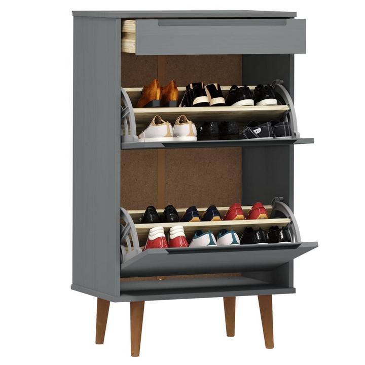 MOLDE Grey Shoe Cabinet - Solid Pine Wood, Elegant 59.5x35x103 cm Footwear Storage Solution - Premium  from Home Treasures - Just £141.99! Shop now at Home Treasures