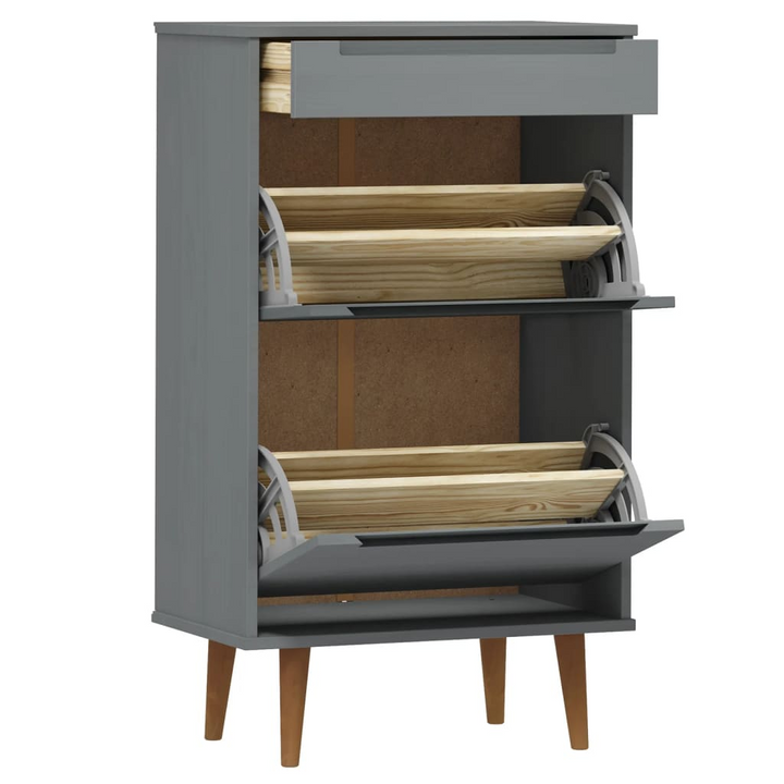 MOLDE Grey Shoe Cabinet - Solid Pine Wood, Elegant 59.5x35x103 cm Footwear Storage Solution - Premium  from Home Treasures - Just £141.99! Shop now at Home Treasures