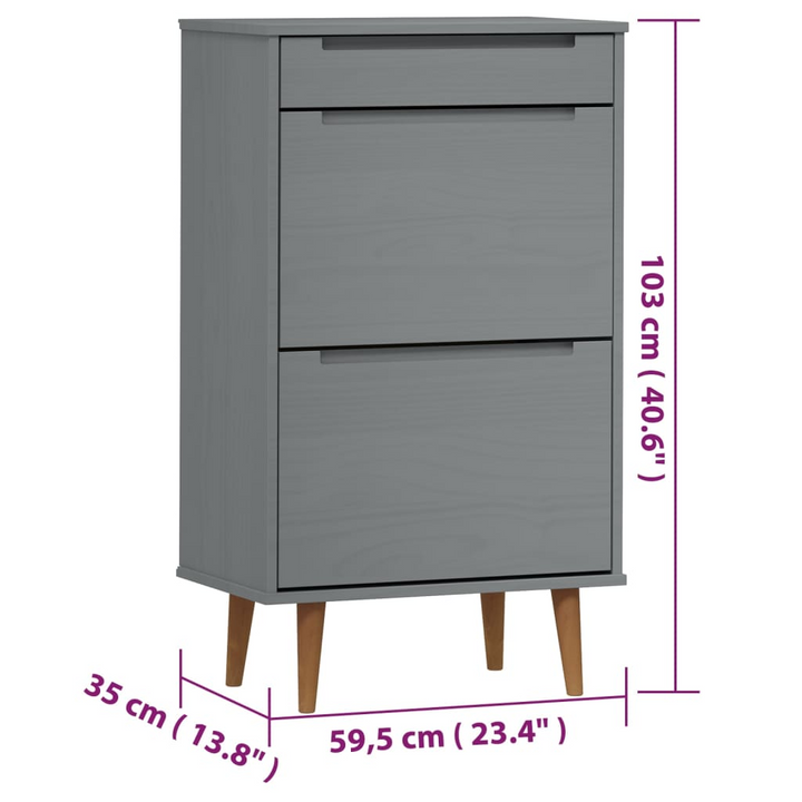 MOLDE Grey Shoe Cabinet - Solid Pine Wood, Elegant 59.5x35x103 cm Footwear Storage Solution - Premium  from Home Treasures - Just £141.99! Shop now at Home Treasures