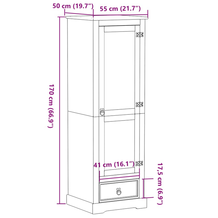 CORONA Solid Pine Wood Wardrobe 55x50x170 cm - Classic, Durable & Ample Storage with Rustic Elegance - Premium  from Home Treasures - Just £216.99! Shop now at Home Treasures